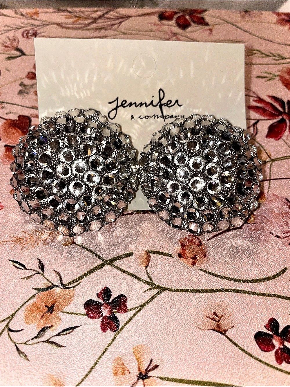 Jennifer & Company Statement Earrings in Silver Studded Brand New